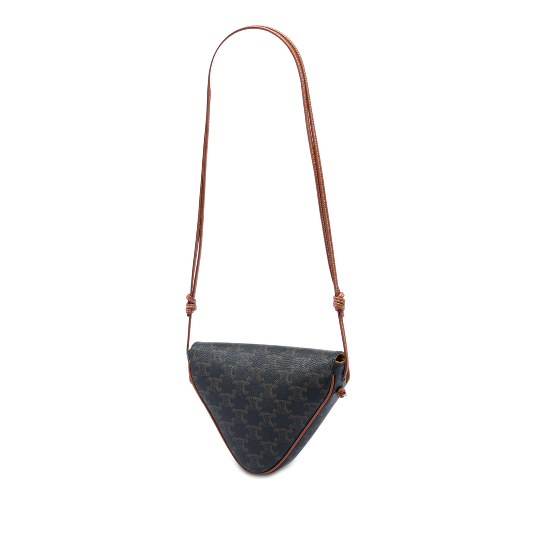 Celine Triomphe Coated Toile Logo Triangle Sac porté croisé