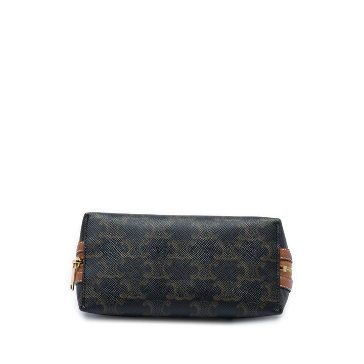 Celine Triomphe Pochette avec chaîne Triomphe enduite Marron