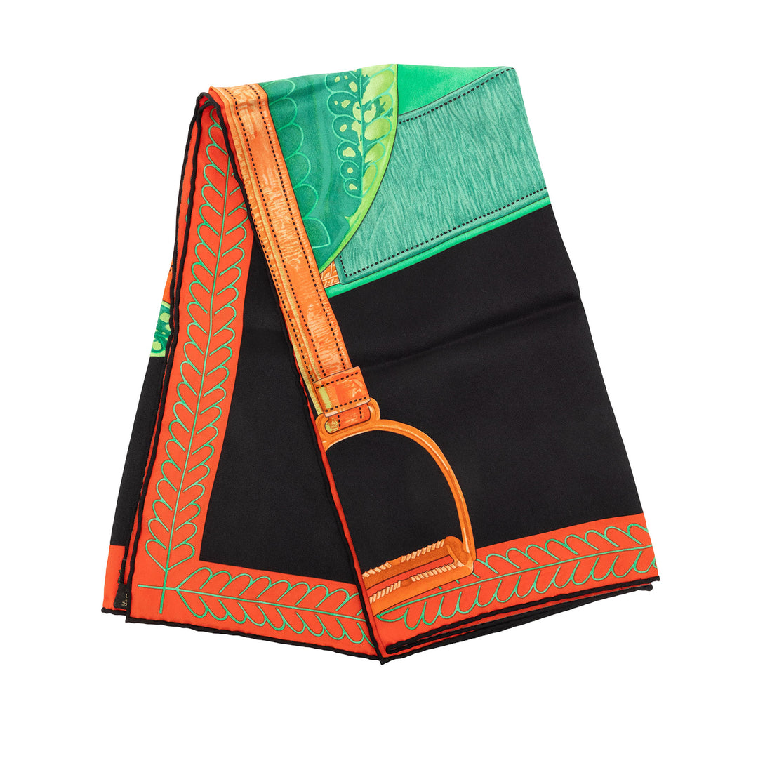 Hermès Carré Selle d Officier En Tenue 70 Grande Noir – vue principale – GABY PARIS