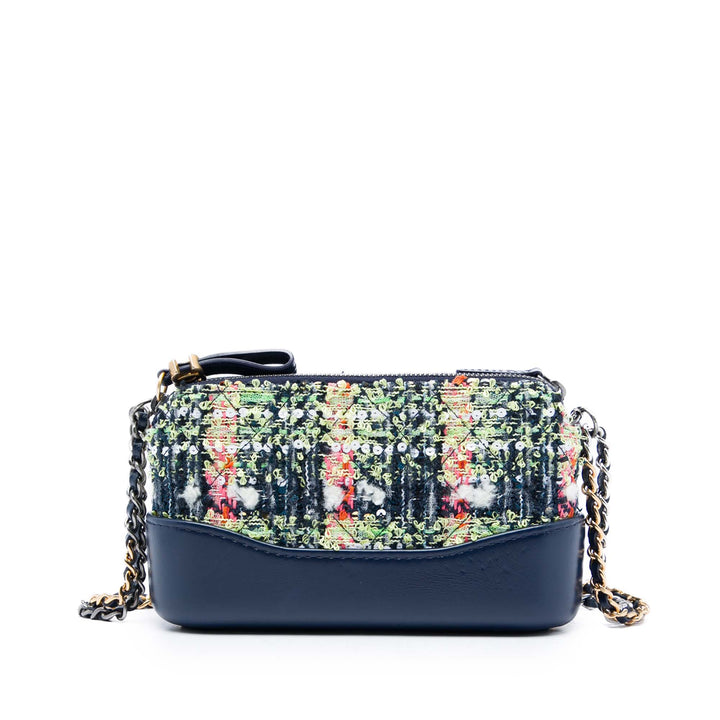 Chanel Tweed Gabrielle Double Zip Pochette avec chaîne