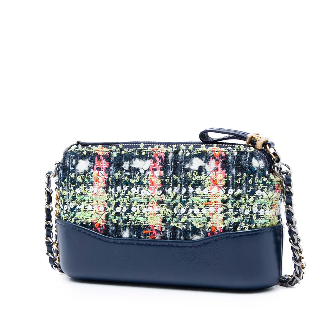 Chanel Tweed Gabrielle Double Zip Pochette avec chaîne