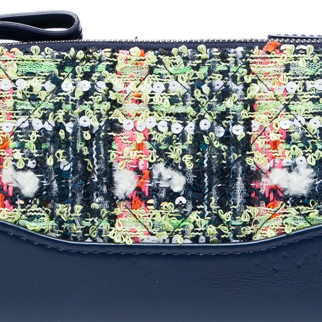 Chanel Tweed Gabrielle Double Zip Pochette avec chaîne