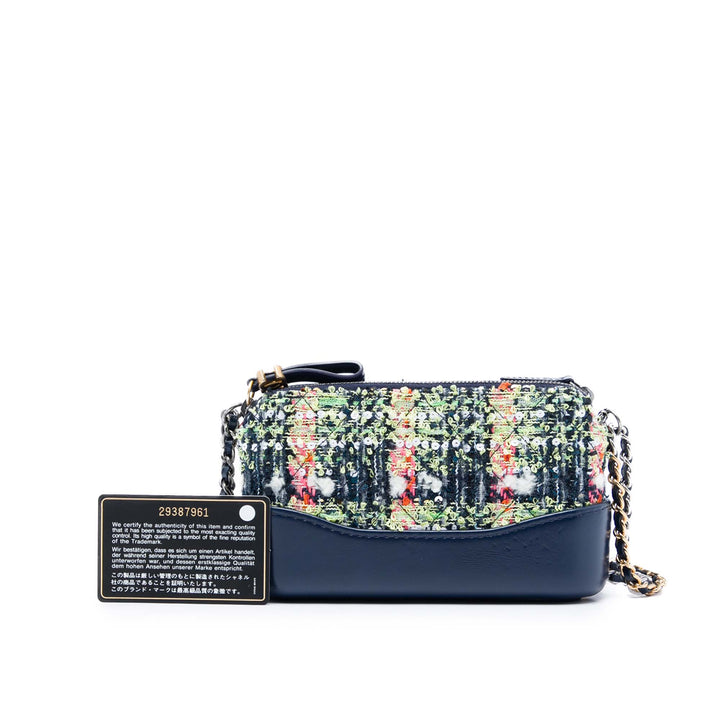 Chanel Tweed Gabrielle Double Zip Pochette avec chaîne