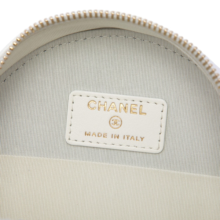 Chanel Matelassé 19 Rond Pochette avec chaîne Cuir de chèvre Blanc – vue 5 – GABY PARIS