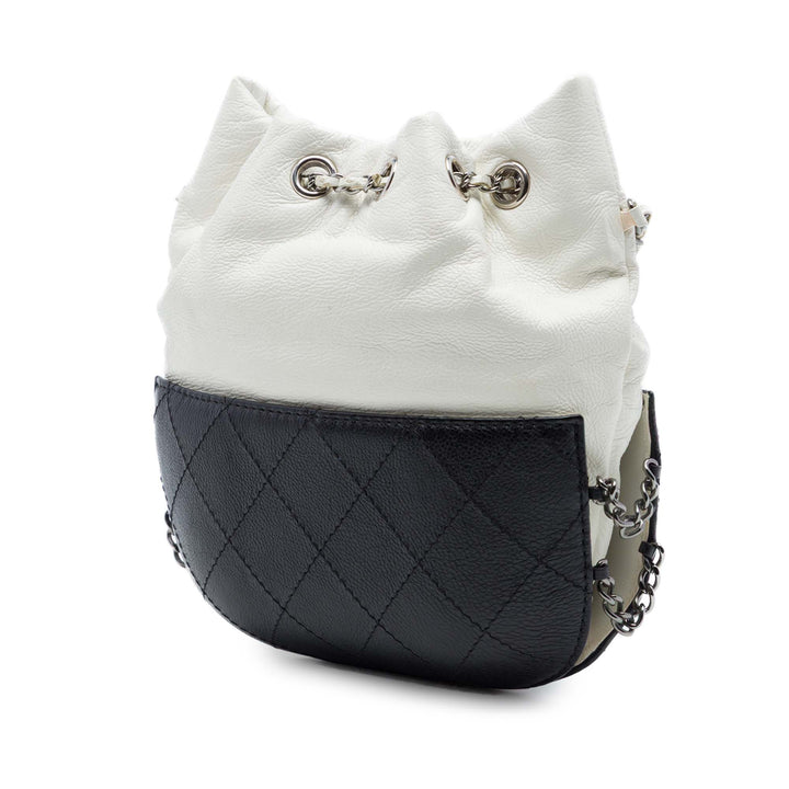 Bicolore Matelassé Gabrielle Sac seau Petit Cuir de veau Noir