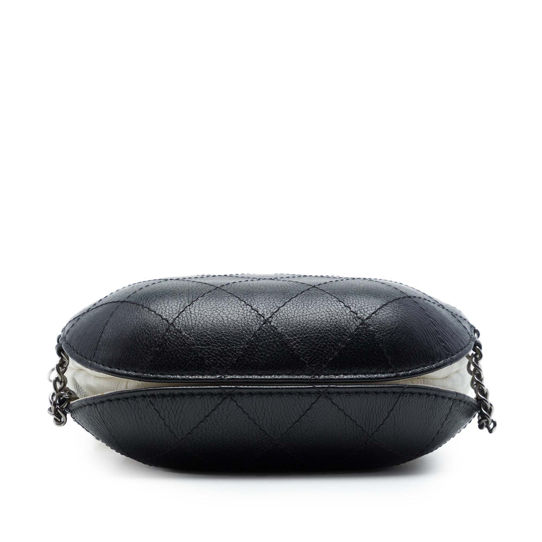 Bicolore Matelassé Gabrielle Sac seau Petit Cuir de veau Noir