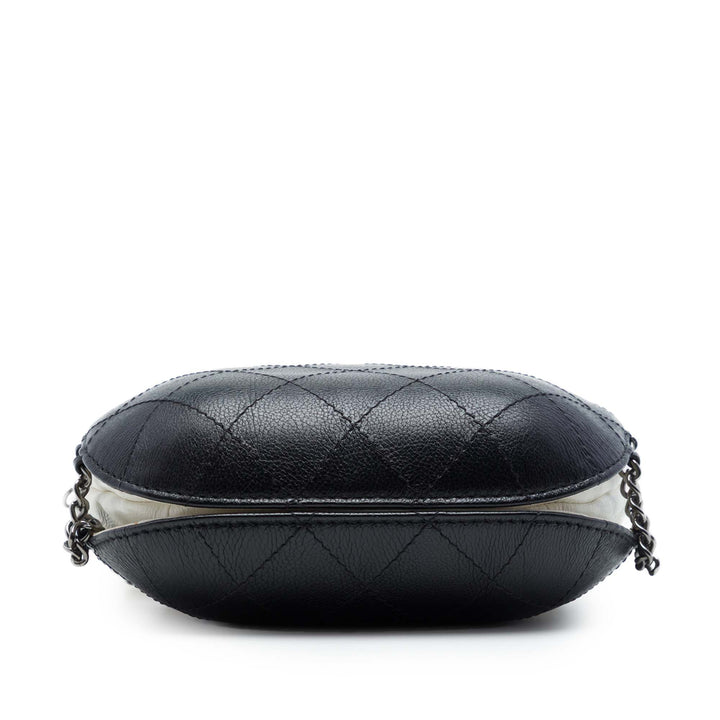 Bicolore Matelassé Gabrielle Sac seau Petit Cuir de veau Noir