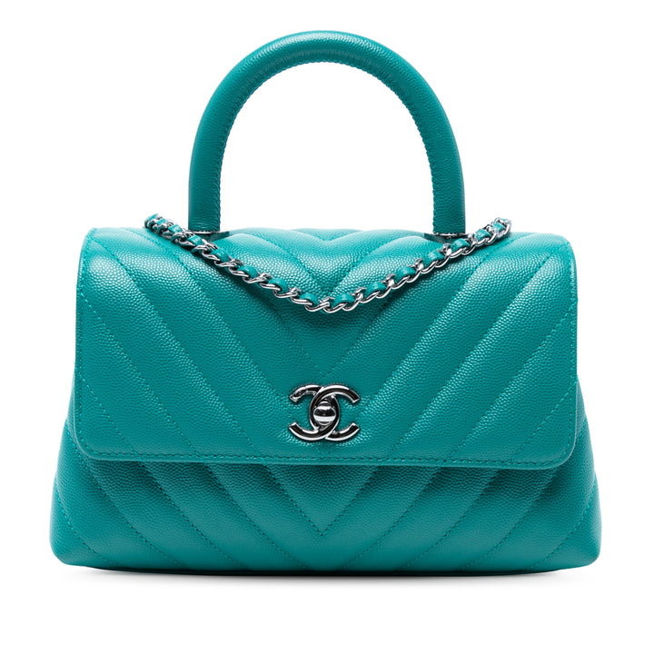 Chanel Mini Chevron Caviar Coco sac à anse supérieure