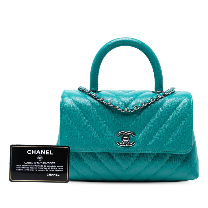 Chanel Mini Chevron Caviar Coco sac à anse supérieure
