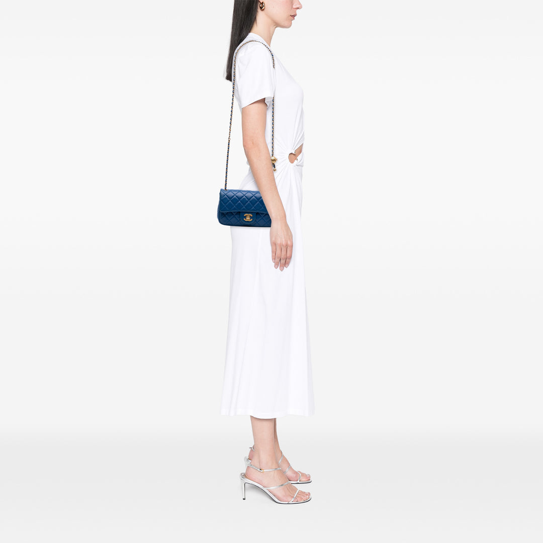 Chanel Mini Rectangular Cuir d’agneau Pearl Crush Flap Bleu – GABY PARIS Authentique