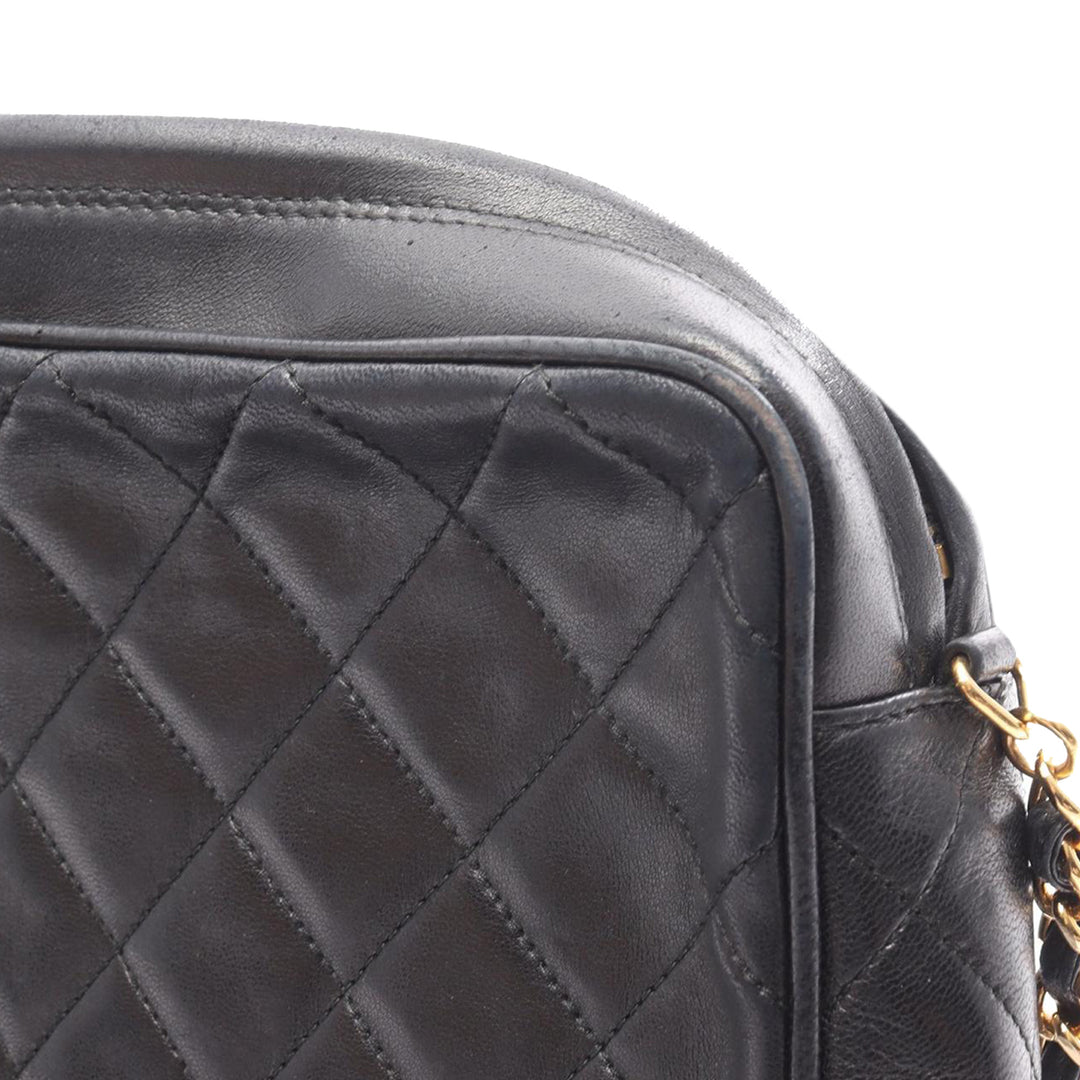 Medium CC Quilted Lambskin Tassel Camera Bag Black - Gaby Paris