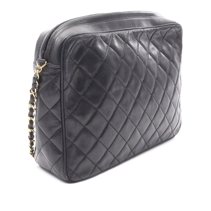 Medium CC Quilted Lambskin Tassel Camera Bag Black - Gaby Paris
