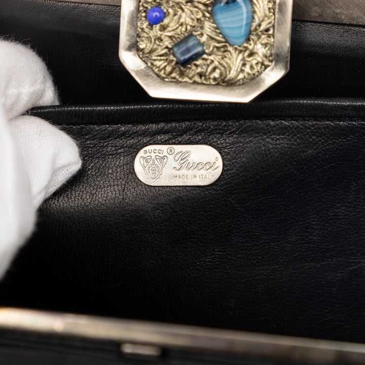 Gucci Cuir Cristal Embellished Frame Pochette