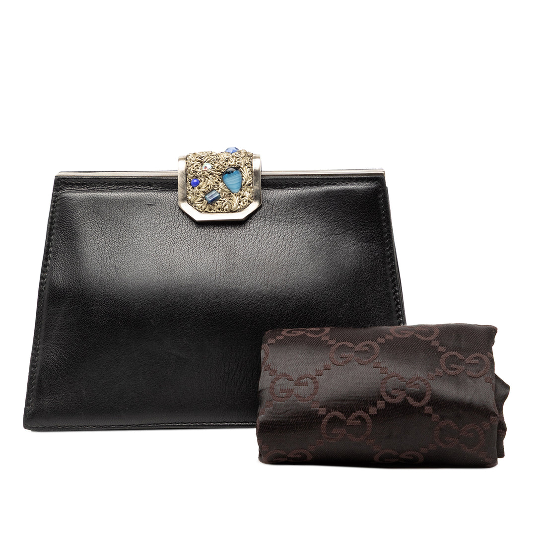 Gucci Cuir Cristal Embellished Frame Pochette