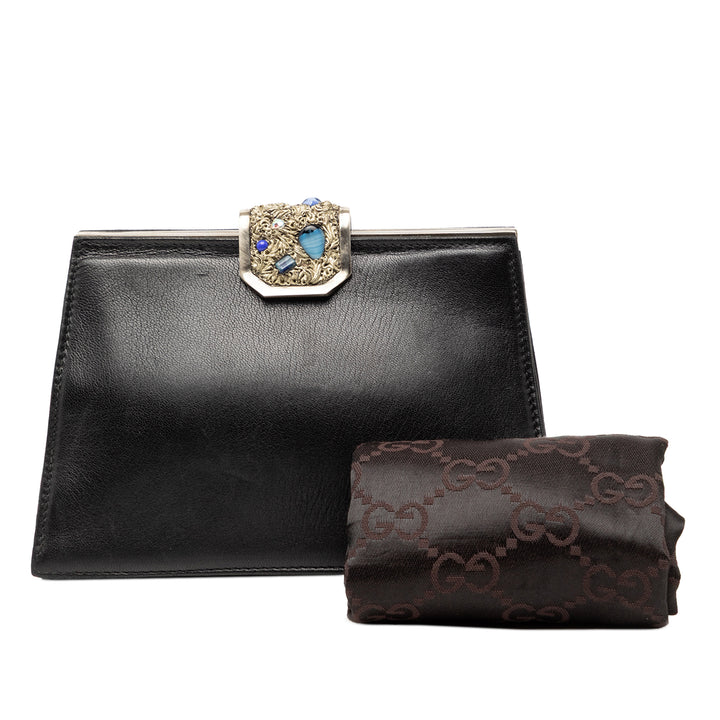 Gucci Cuir Cristal Embellished Frame Pochette