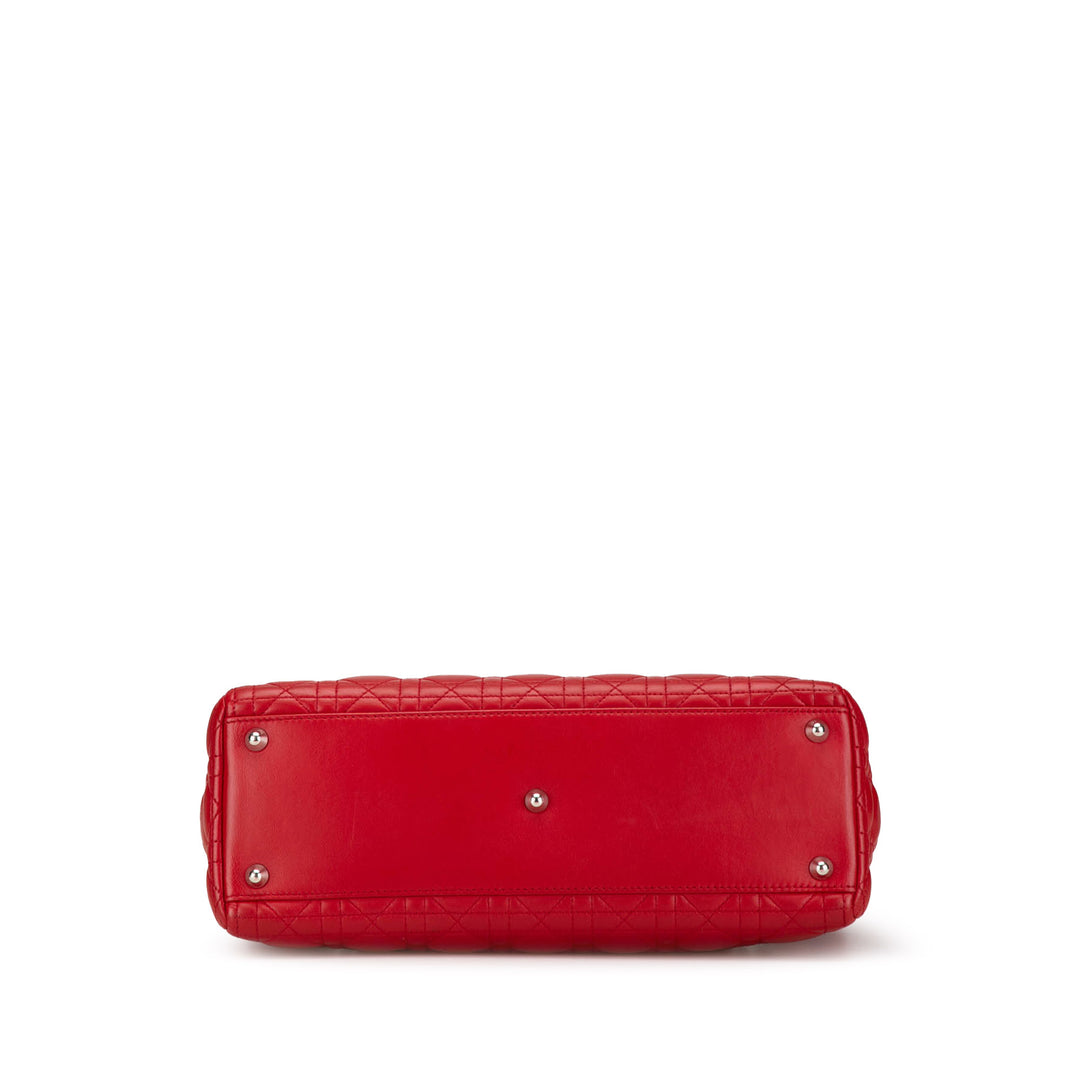 Large Lambskin Cannage Lady Dior Red - Gaby Paris