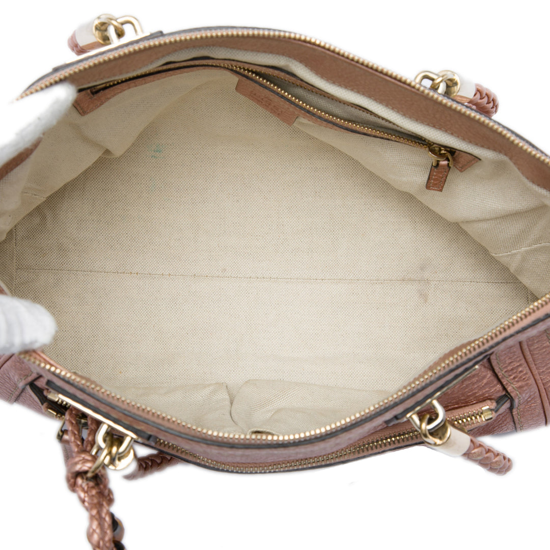 Métallisé Pebbled Bella Sac Cuir de veau Rose