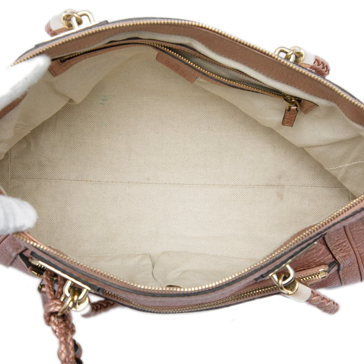Métallisé Pebbled Bella Sac Cuir de veau Rose