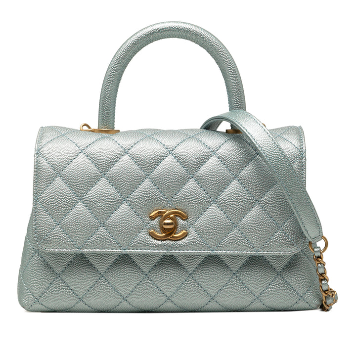 Chanel Mini Metallic Caviar Coco sac à anse supérieure