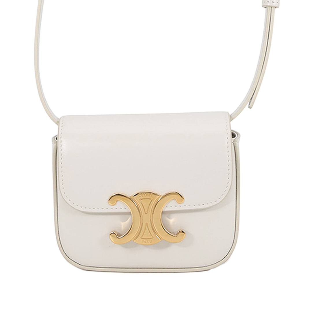 Celine Claude Sac Mini Cuir de veau Blanc – vue principale – GABY PARIS