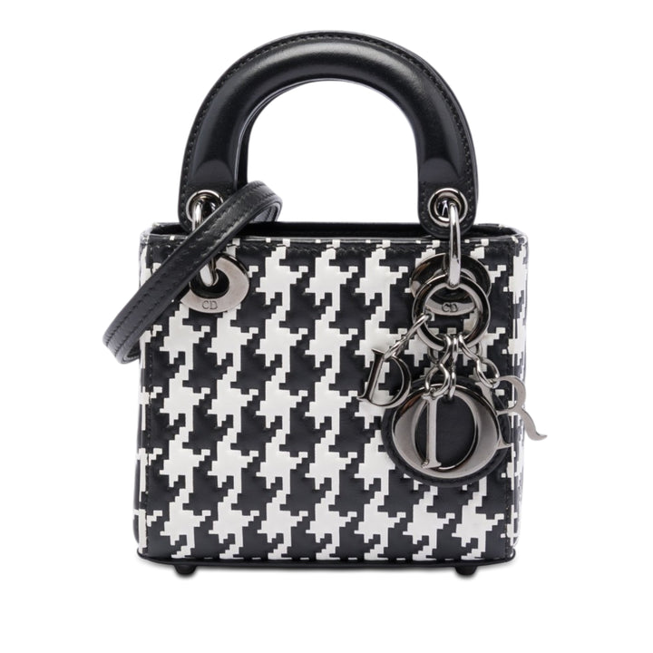 Dior Micro Cuir de veau Houndstooth embossé Macro Lady Dior