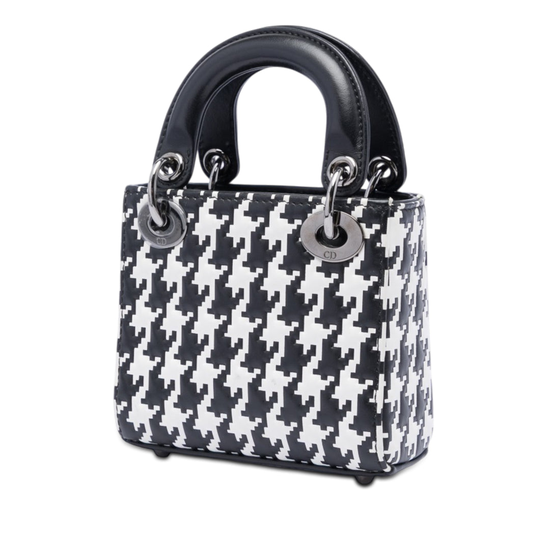 Dior Micro Cuir de veau Houndstooth embossé Macro Lady Dior