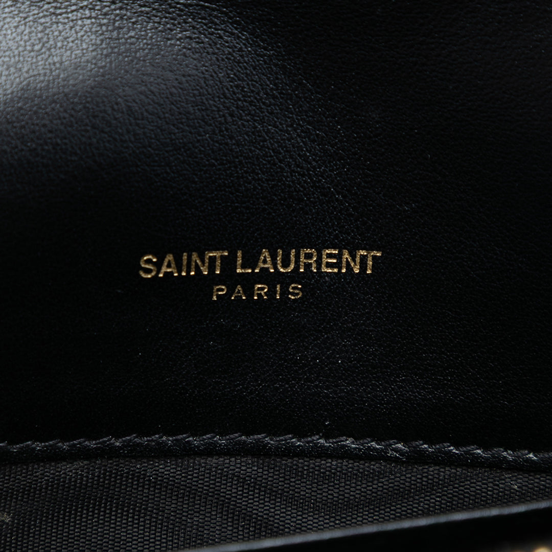 Saint Laurent Cuir Émailed Monogram Kate Pompon Wallet on Chain