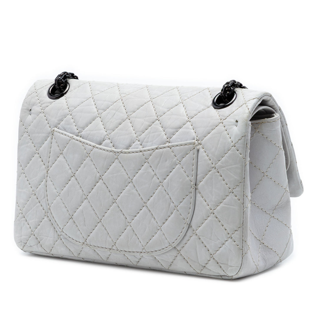 Matelassé vieilli Reissue 2.55 Double rabat 225 Cuir de veau Blanc
