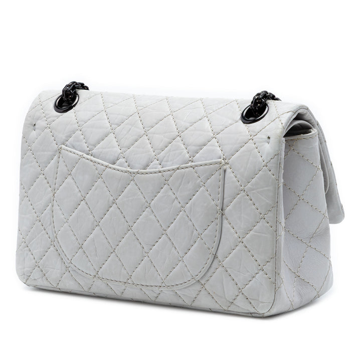 Matelassé vieilli Reissue 2.55 Double rabat 225 Cuir de veau Blanc