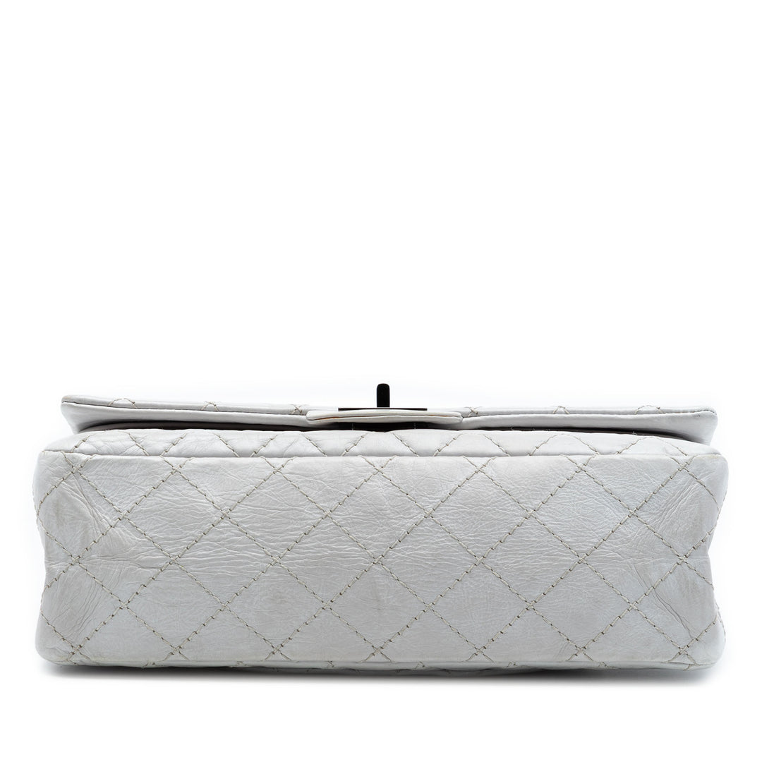 Matelassé vieilli Reissue 2.55 Double rabat 225 Cuir de veau Blanc