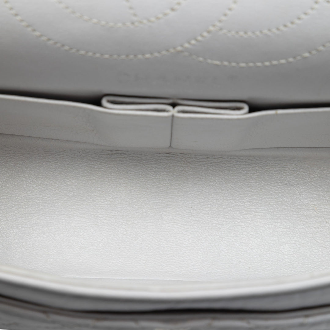 Matelassé vieilli Reissue 2.55 Double rabat 225 Cuir de veau Blanc