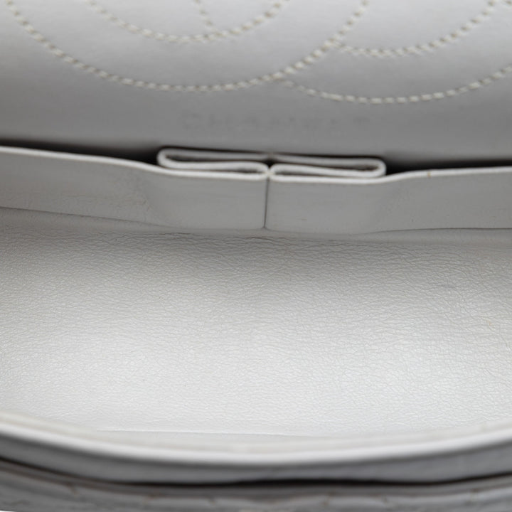 Matelassé vieilli Reissue 2.55 Double rabat 225 Cuir de veau Blanc