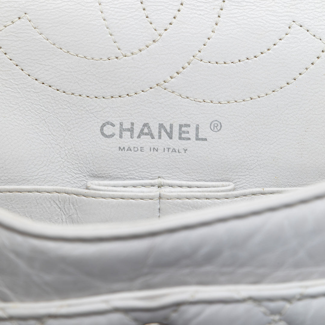 Matelassé vieilli Reissue 2.55 Double rabat 225 Cuir de veau Blanc