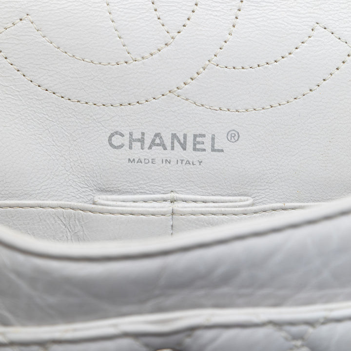 Matelassé vieilli Reissue 2.55 Double rabat 225 Cuir de veau Blanc
