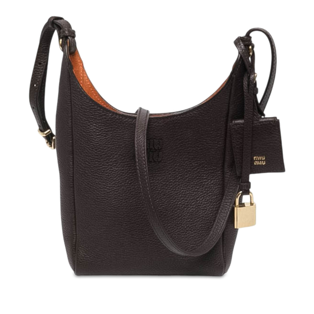 Miu Miu Texturé Sac Marron – vue principale – GABY PARIS