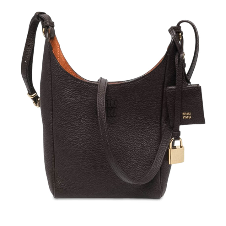 Miu Miu Texturé Sac Marron – vue principale – GABY PARIS