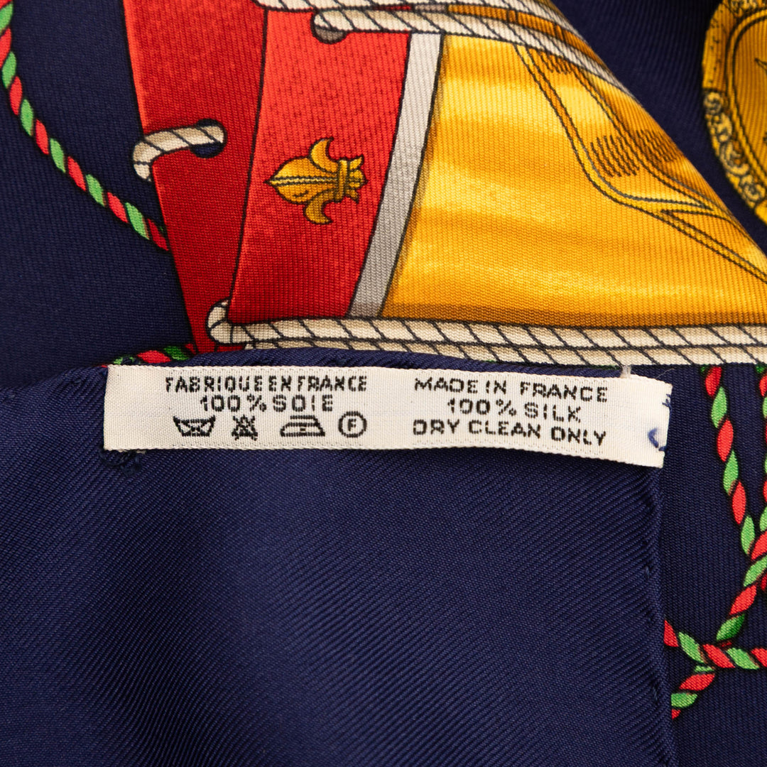 Hermès Les Tambours Soie Foulard 90 Bleu – GABY PARIS Authentique