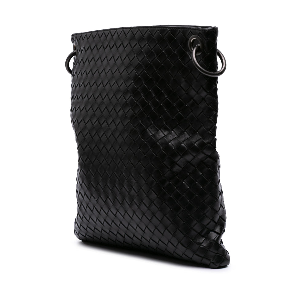 Leather Intrecciato Crossbody Black - Gaby Paris