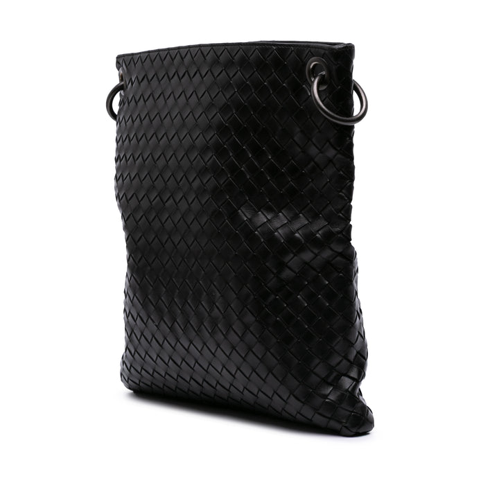 Leather Intrecciato Crossbody Black - Gaby Paris