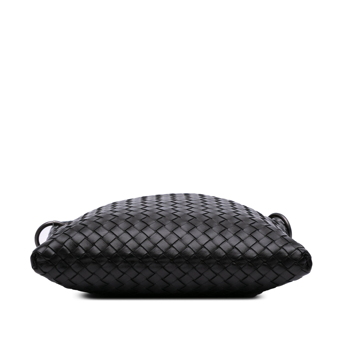Leather Intrecciato Crossbody Black - Gaby Paris