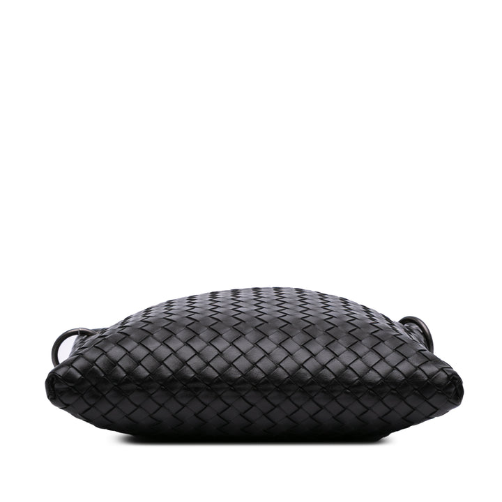 Leather Intrecciato Crossbody Black - Gaby Paris