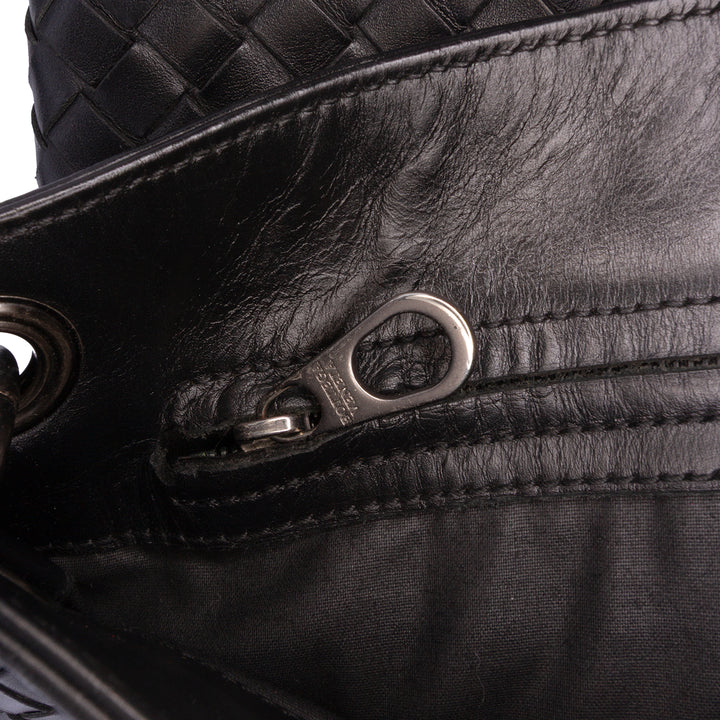 Leather Intrecciato Crossbody Black - Gaby Paris