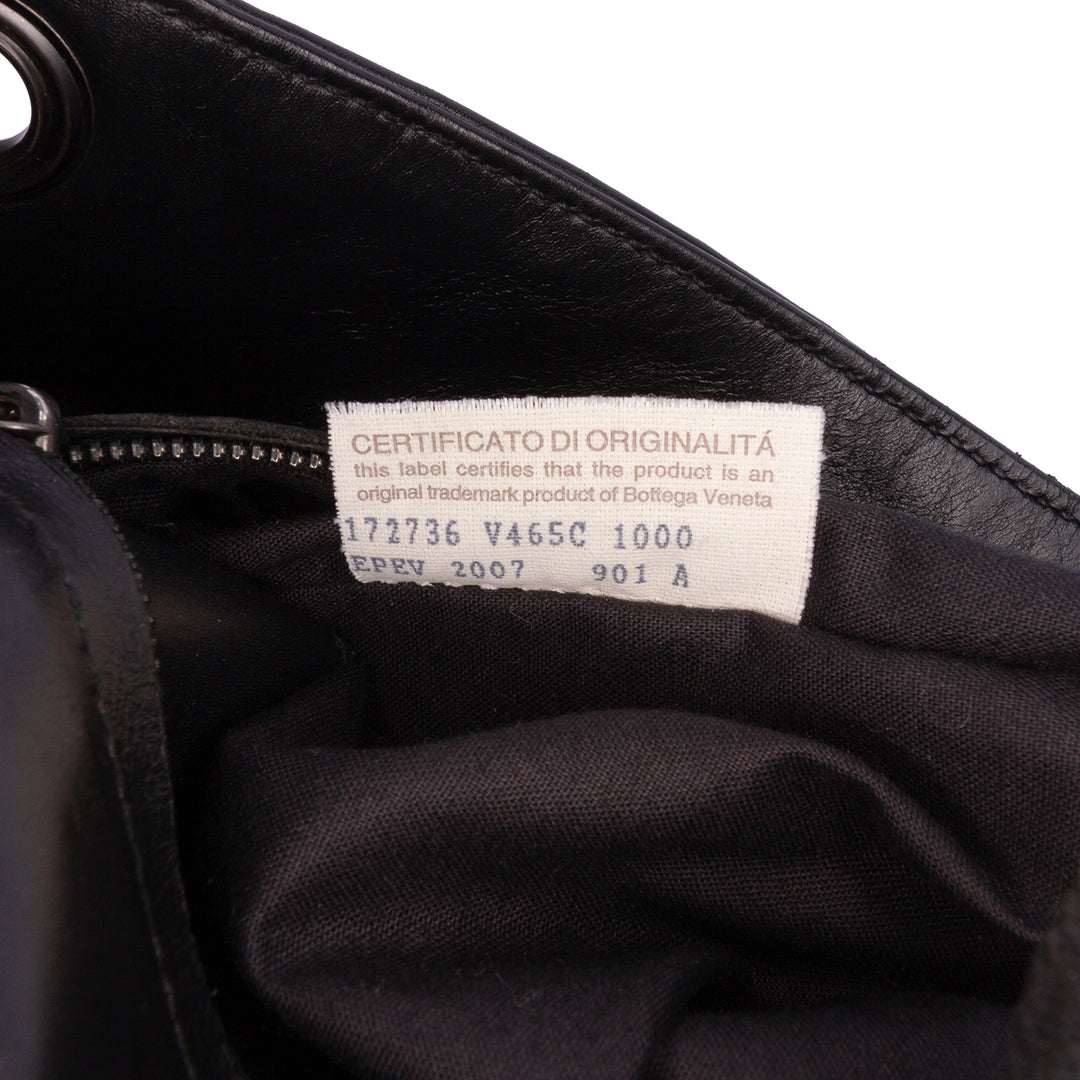 Leather Intrecciato Crossbody Black - Gaby Paris