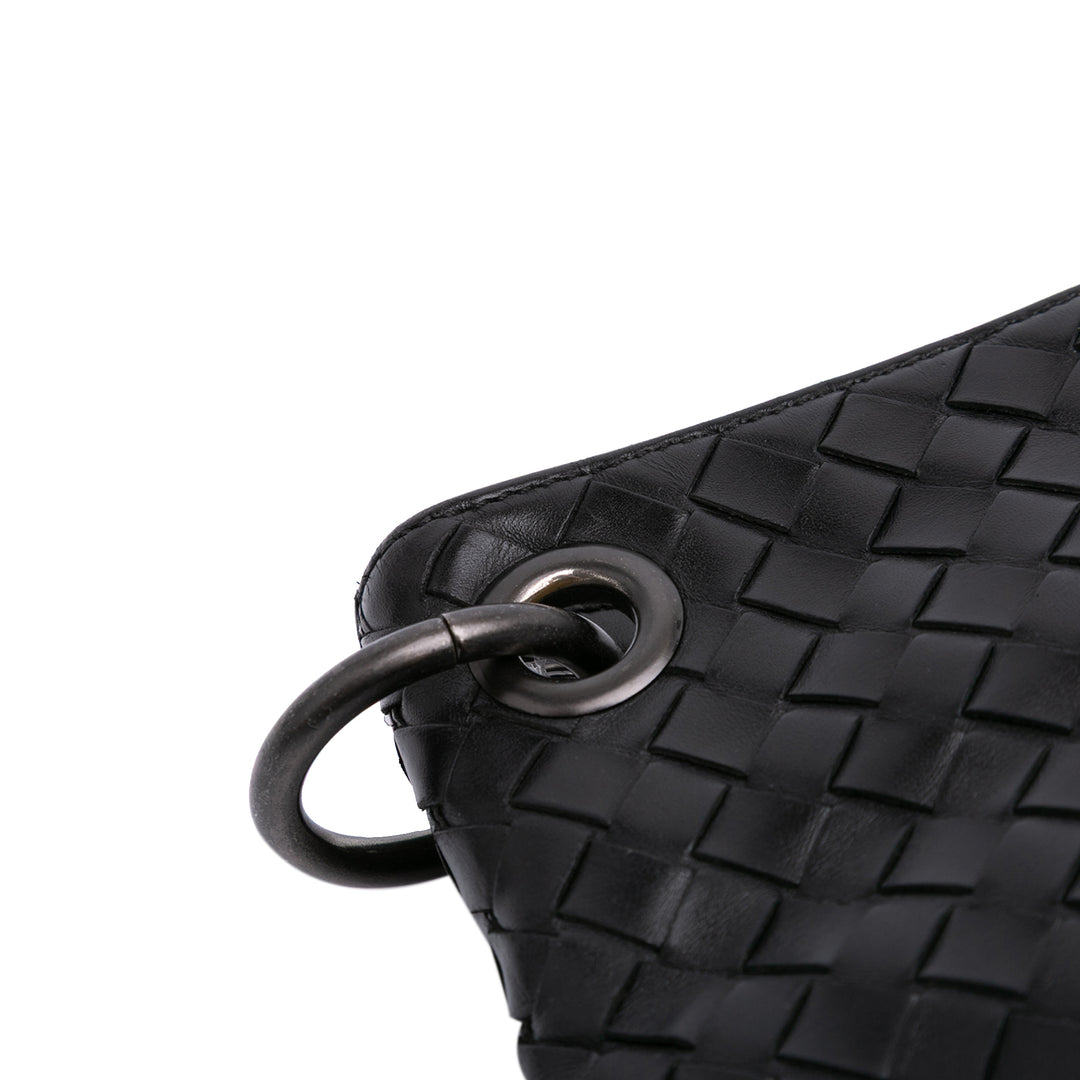 Leather Intrecciato Crossbody Black - Gaby Paris
