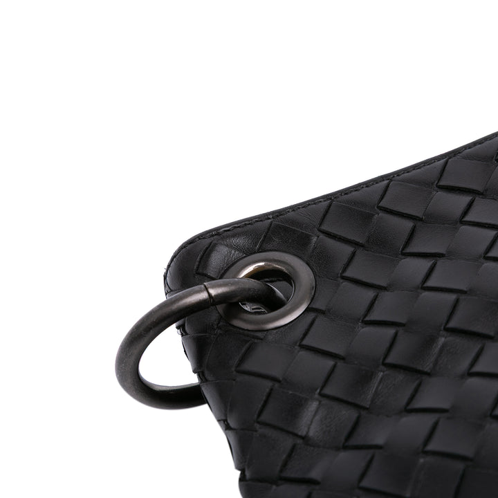 Leather Intrecciato Crossbody Black - Gaby Paris