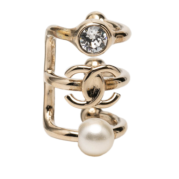Chanel CC plaqué Strass et Perles fantaisie Ear Cuff Boucle d’oreille