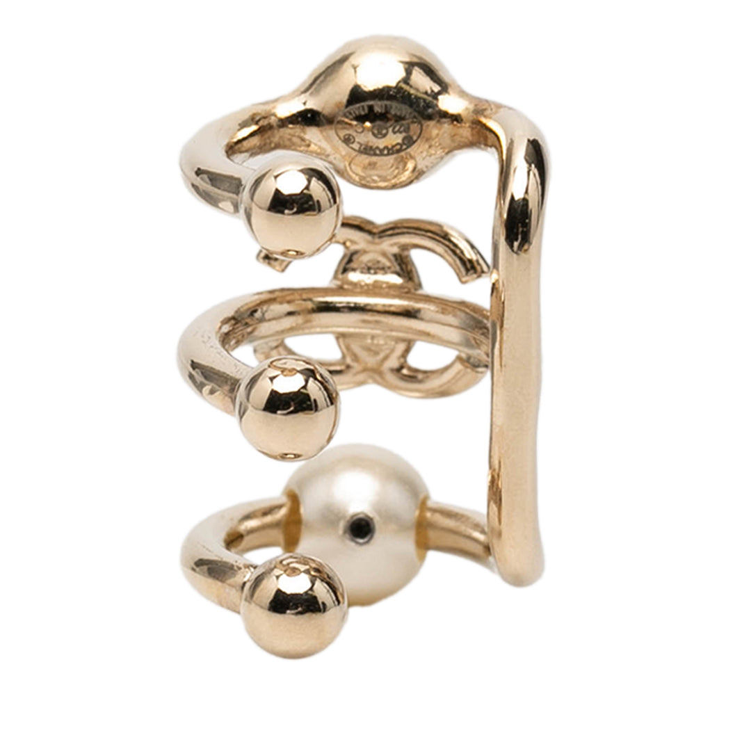 Chanel CC plaqué Strass et Perles fantaisie Ear Cuff Boucle d’oreille