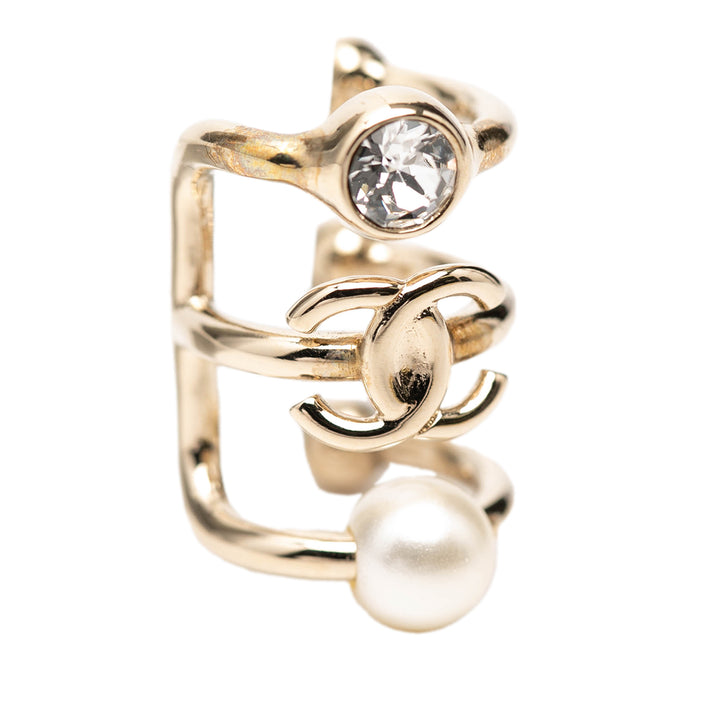 Chanel CC plaqué Strass et Perles fantaisie Ear Cuff Boucle d’oreille