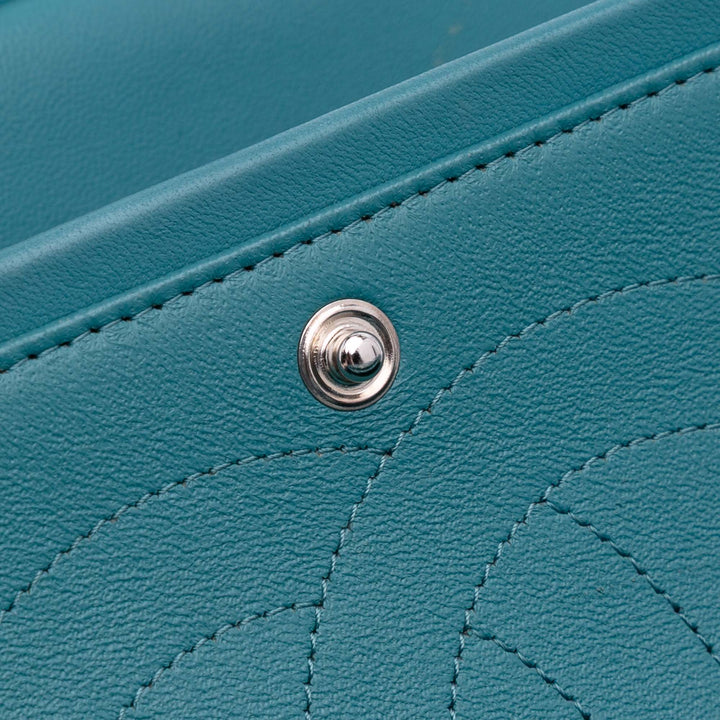 Jumbo Classic Lambskin Double Flap Blue - Gaby Paris