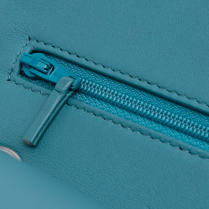 Jumbo Classic Lambskin Double Flap Blue - Gaby Paris